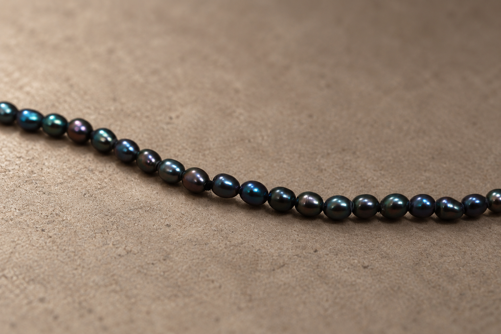 Tiny Black Pearl Necklace, close-up
