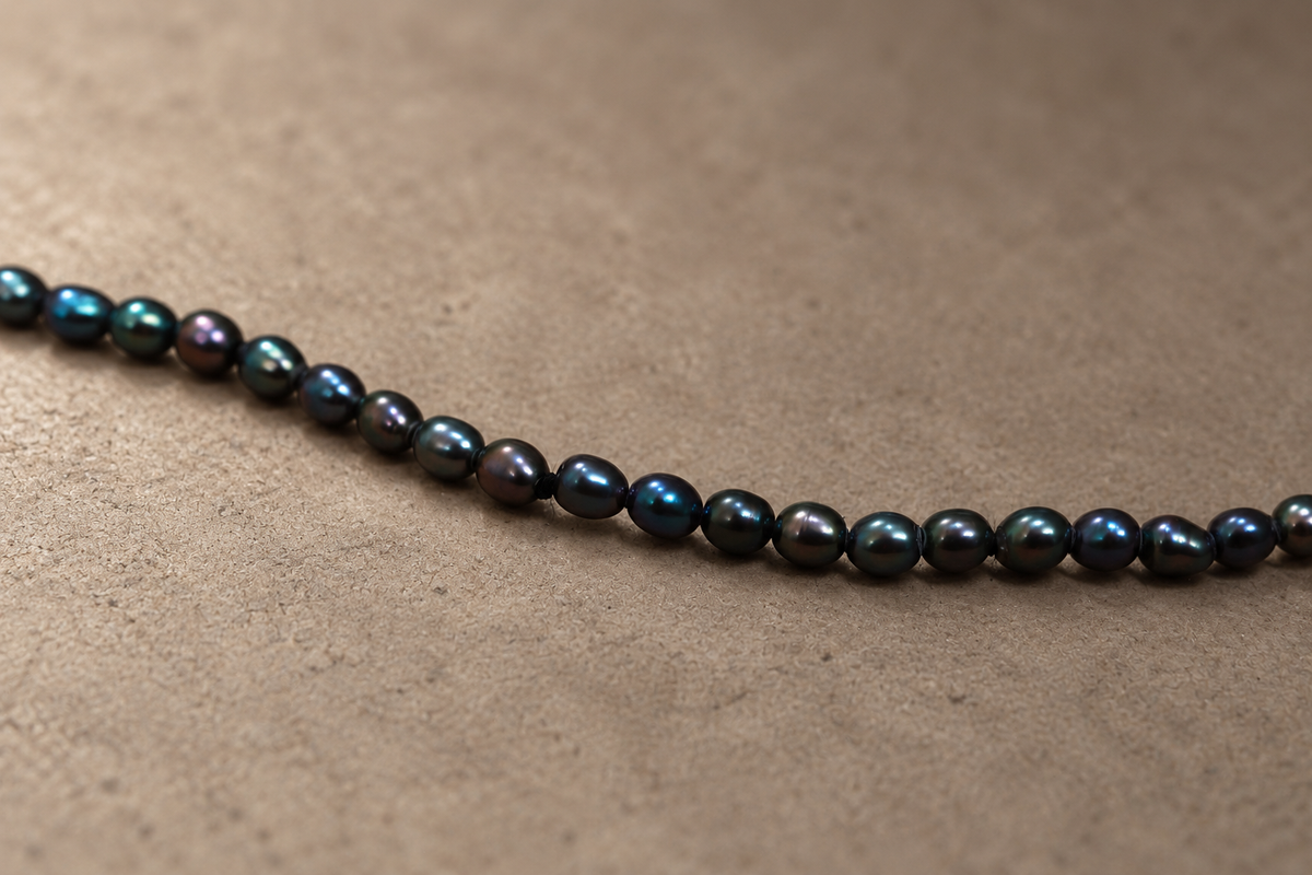 Tiny Black Pearl Necklace, close-up