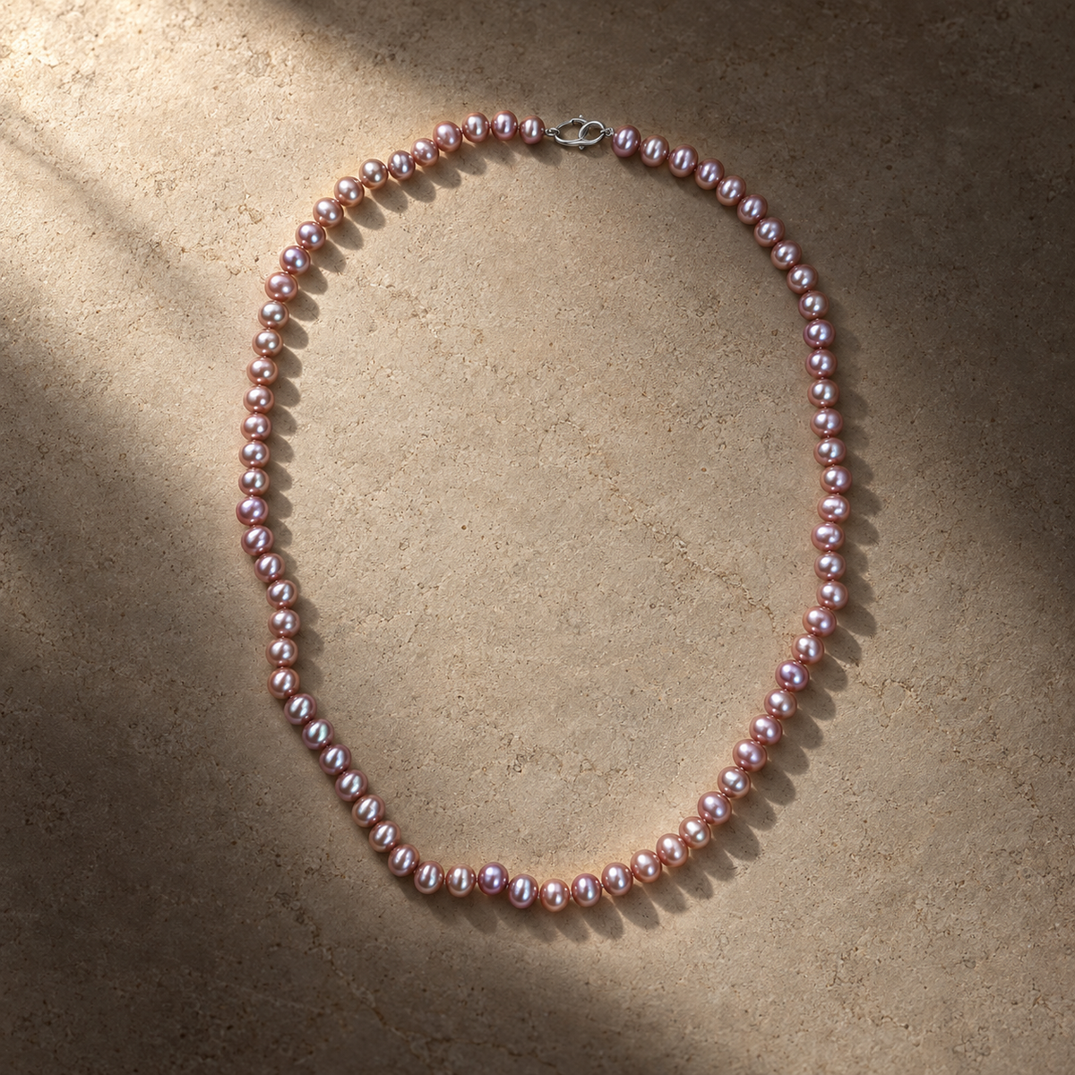 Lavender Pearl Necklace with Metallic Lustre