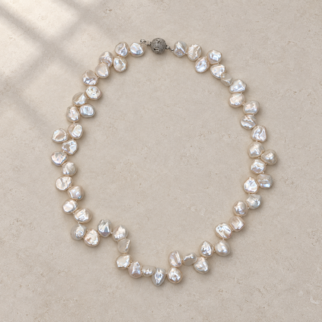 Best Seller Baroque Pearl Necklace on limestone