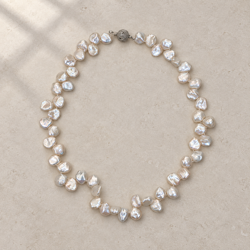 Best Seller Baroque Pearl Necklace on limestone