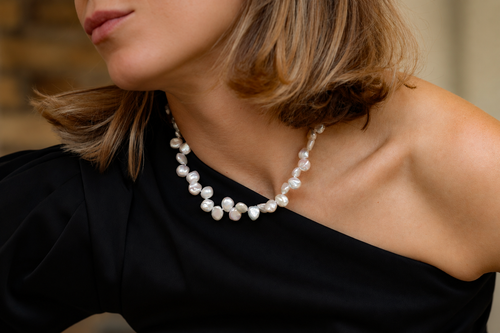 Best Seller Baroque Pearl Necklace, sculptural white baroque pearls
