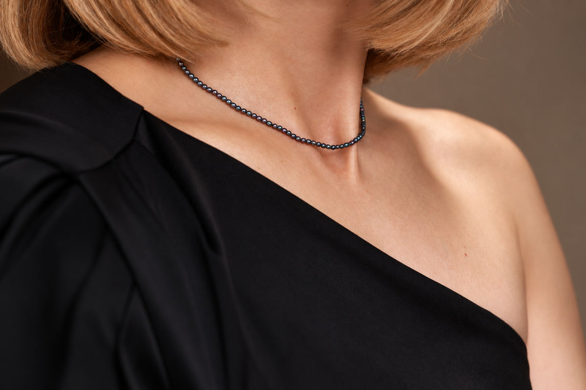 Tiny Black Pearl Necklace, styled