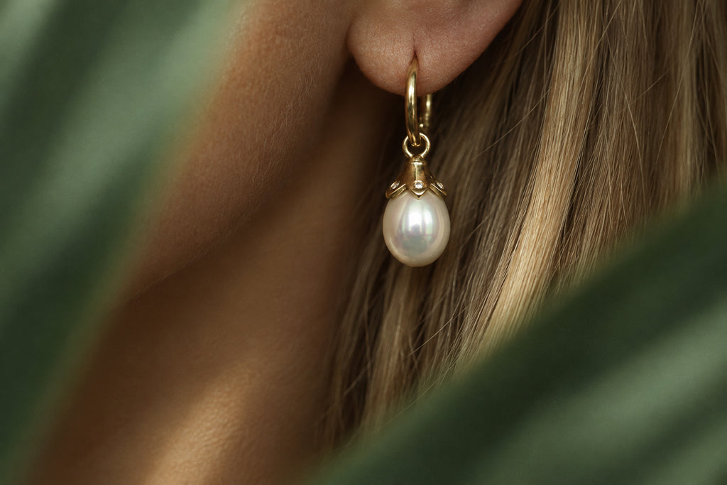 Pearl Hoop Earrings, detail