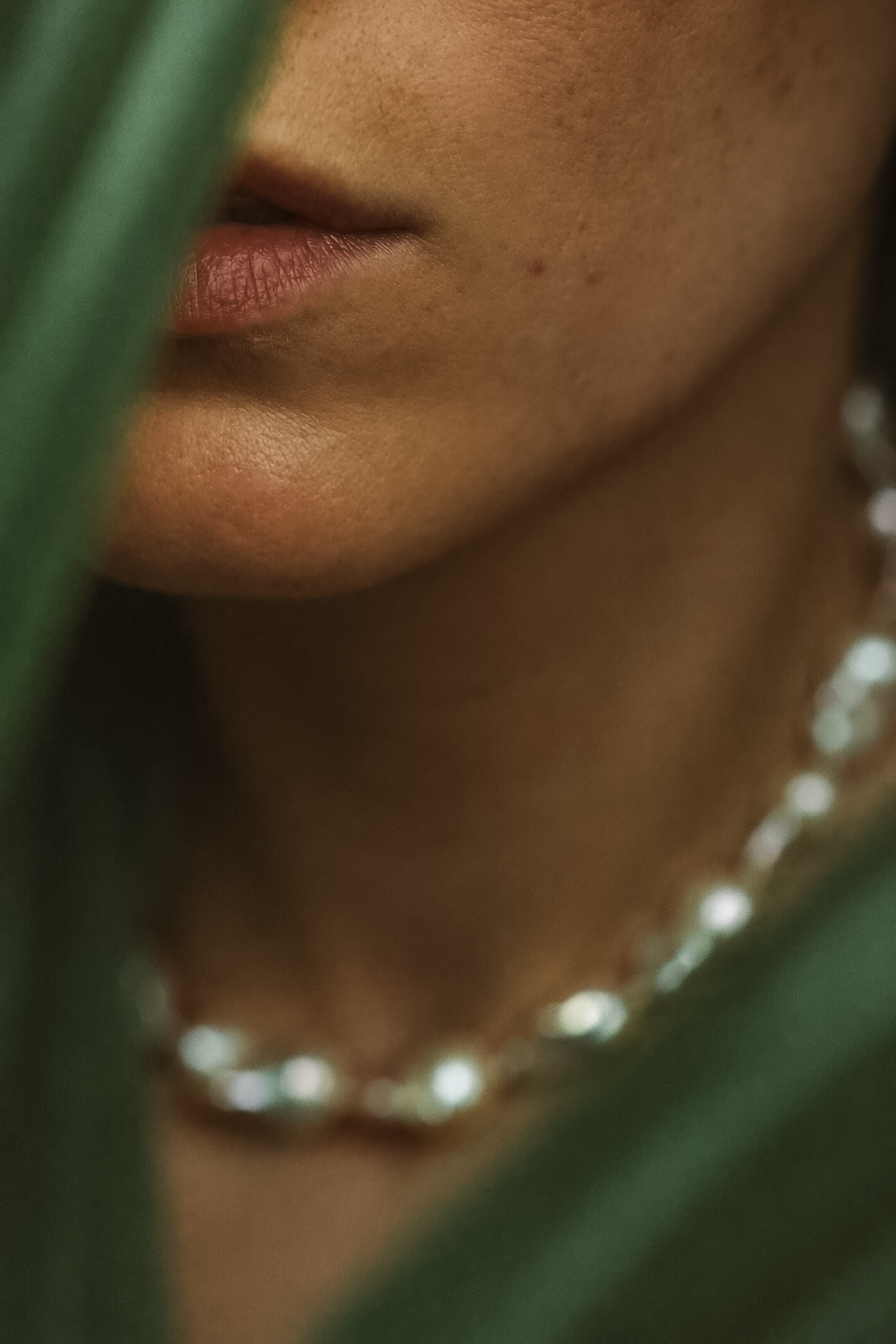 Small White Baroque Pearl Necklace, worn