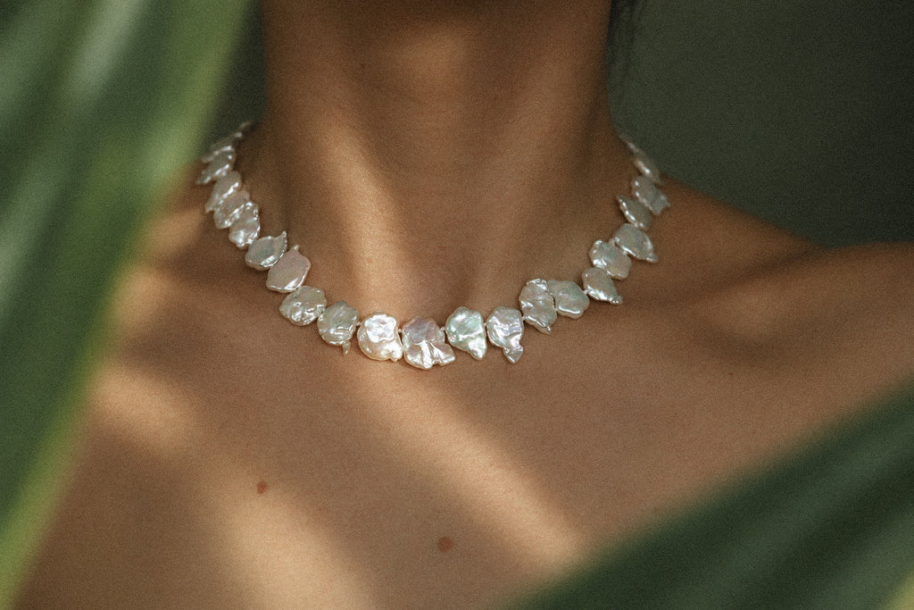 Star Pearl Necklace, worn