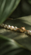 Near-Round White Pearl Necklace, close-up